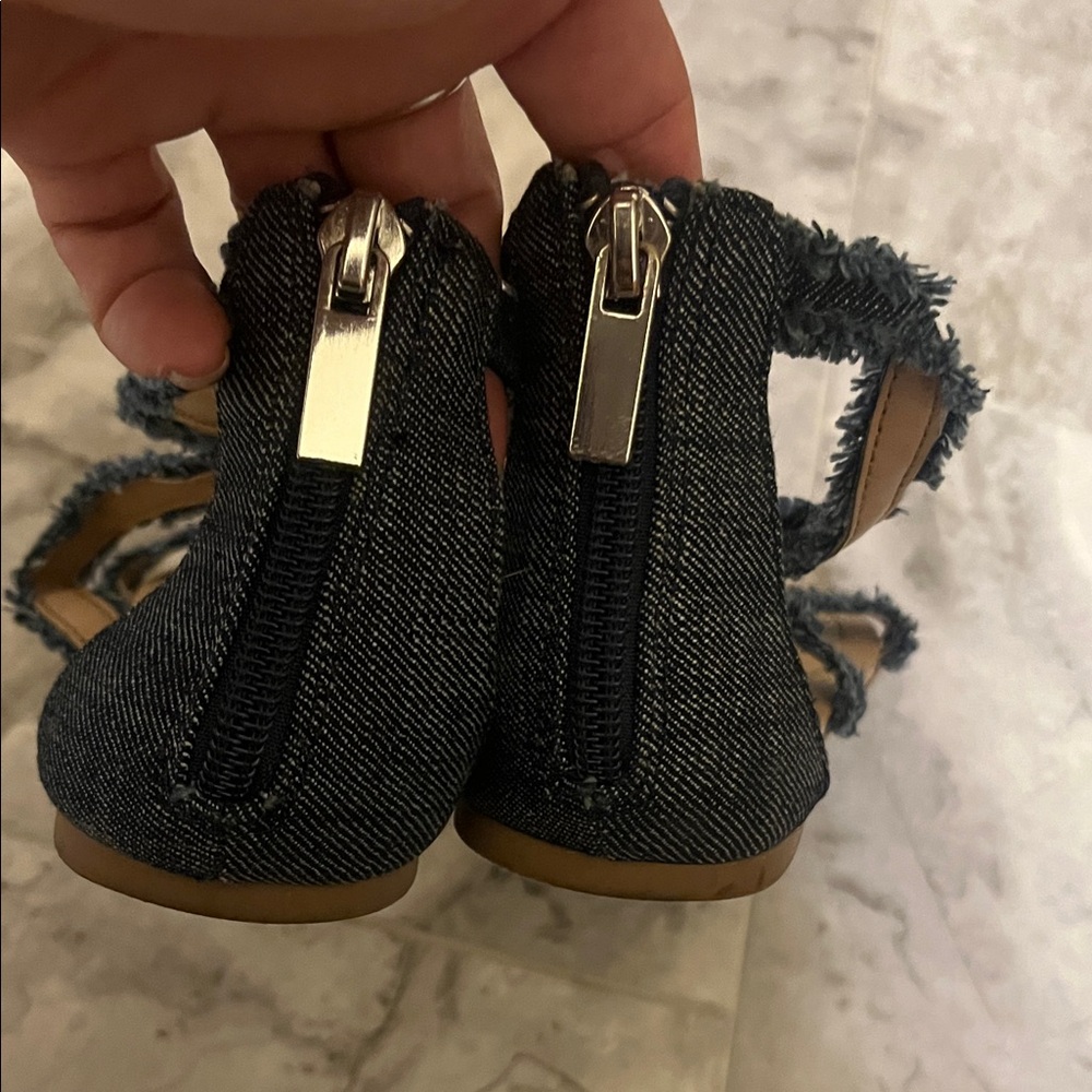 Soda Denim and Tan Strappy Sandals - Picture 8 of 16